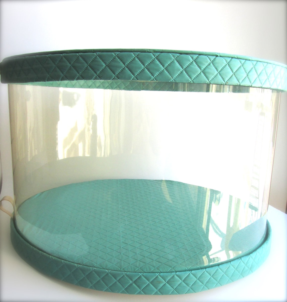 Large Round Hatbox turquoise vintage hat boxes clear plastic Etsy