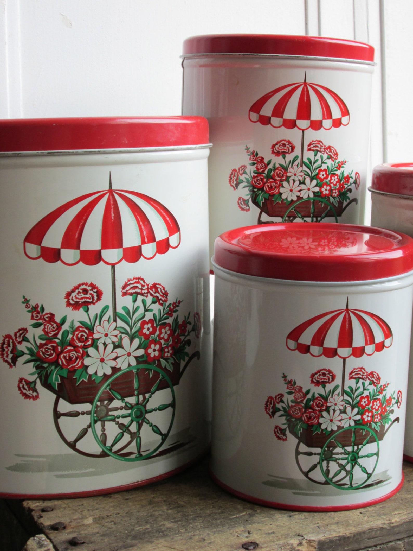 Vintage Floral Canisters Tin canister Decoware Canister set Etsy