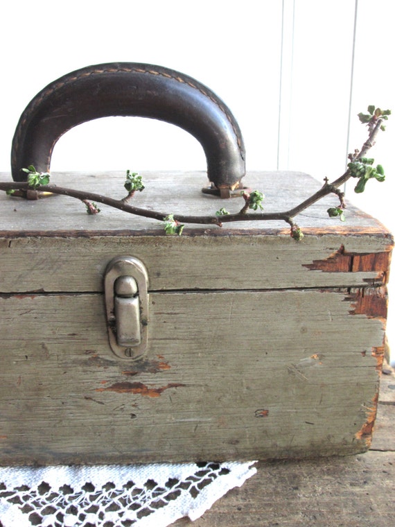 Vintage Wooden box leather handle vintage toolbox artist case Etsy