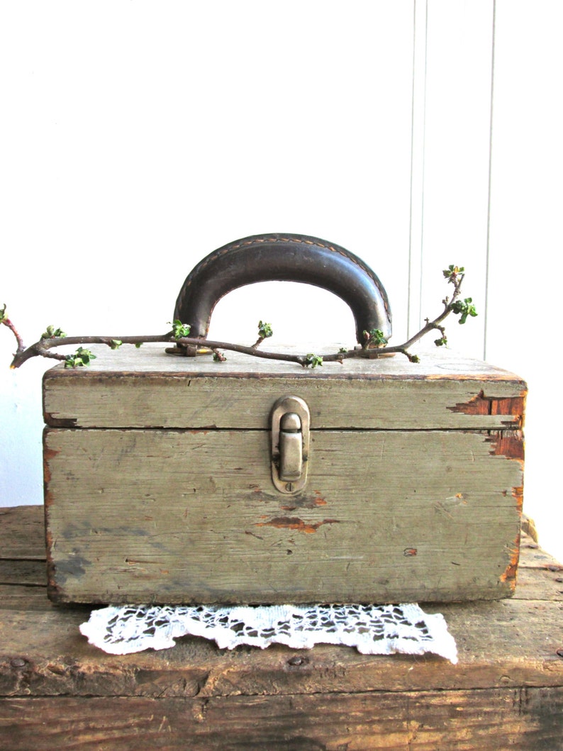 Vintage Wooden box leather handle vintage toolbox artist case Etsy