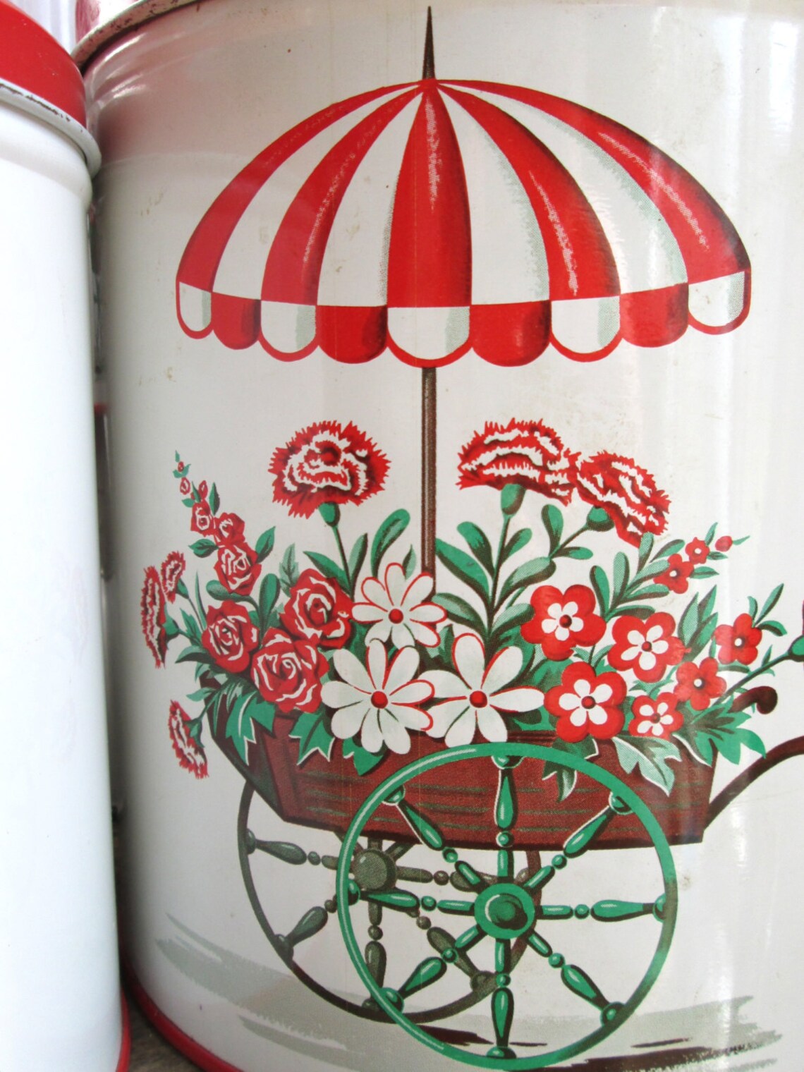Vintage Floral Canisters Tin canister Decoware Canister set Etsy