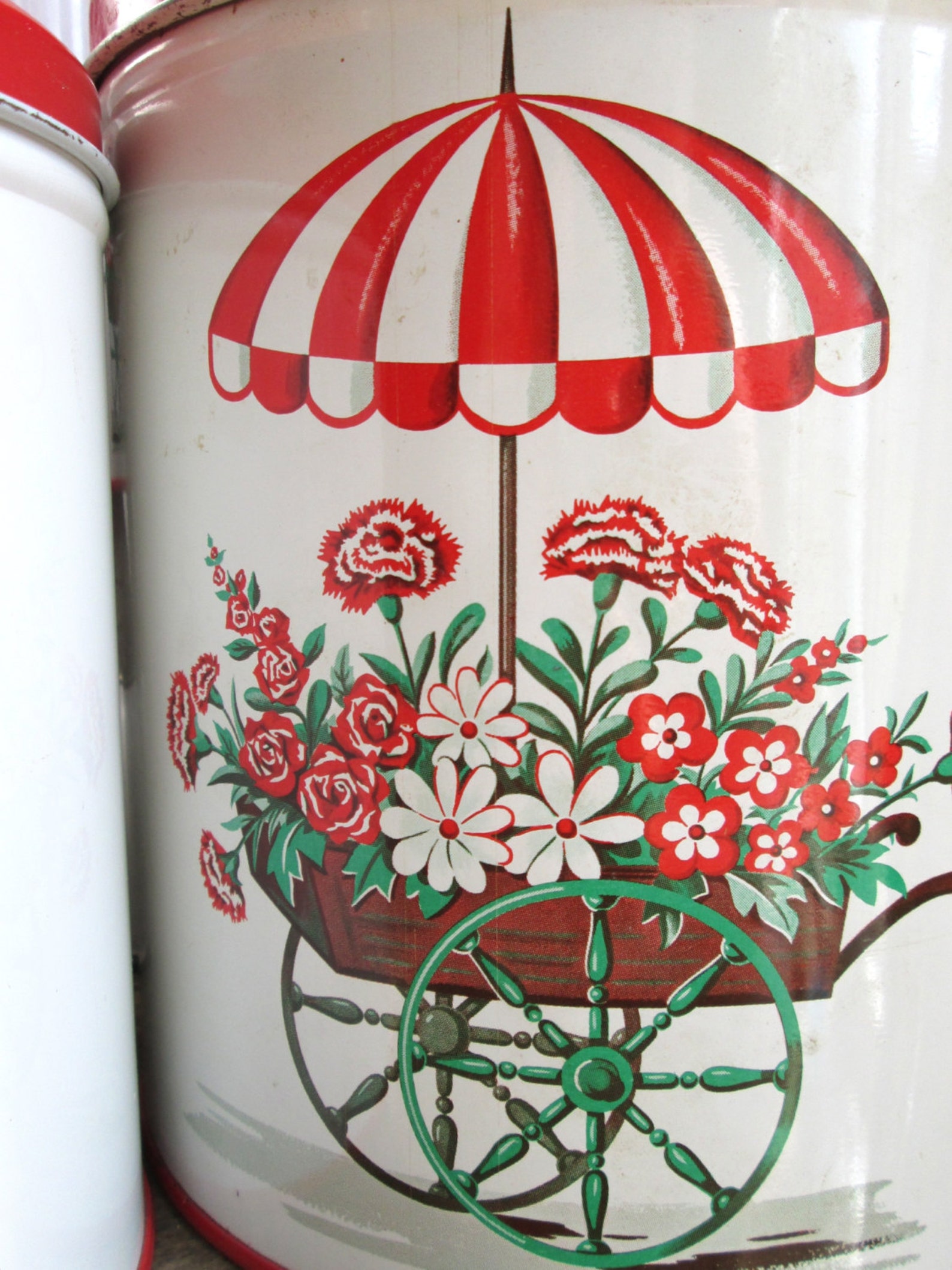 Vintage Floral Canisters Tin canister Decoware Canister set Etsy