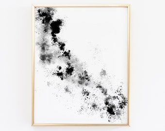 Black Paint Splatter Abstract No. 3 - Printable Wall Art // Downloadable Print, Digital Download Print / Black and White Abstract Painting