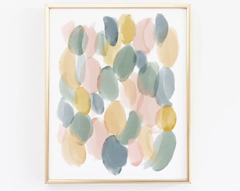 Colorful Watercolor Petals - Printable Wall Art // Downloadable Print, Digital Download Print - Pink Blue Green Nursery Art