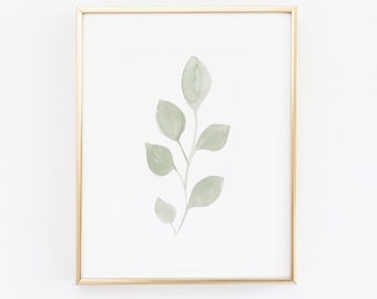 Watercolor Leaves No 4 - Printable Wall Art // Downloadable Print, Digital Download Print / Green Watercolor Leaves Print