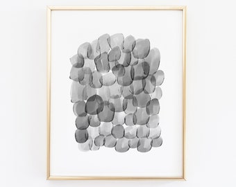 Black Watercolor Abstract Shapes - Printable Wall Art // Downloadable Print, Digital Download Print / Black and White Abstract Painting