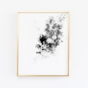 Black Paint Splatter Abstrakt No. 2 druckbare Wandkunst // Herunterladbarer Druck, Digitaler Download Print / Schwarz-Weiß Abstrakte Malerei Bild 1
