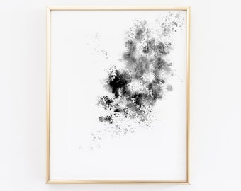 Black Paint Splatter Abstract No. 2 - Printable Wall Art // Downloadable Print, Digital Download Print / Black and White Abstract Painting