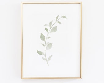 Watercolor Leaves No 3 - Printable Wall Art // Downloadable Print, Digital Download Print / Green Watercolor Leaves Print