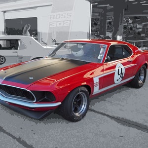 1969 Mustang Boss 302 Vintage Racer - Fine Art Photo