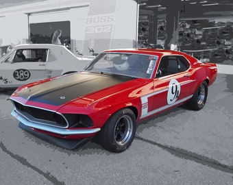 1969 Mustang Boss 302 Vintage Racer - Fine Art Photo