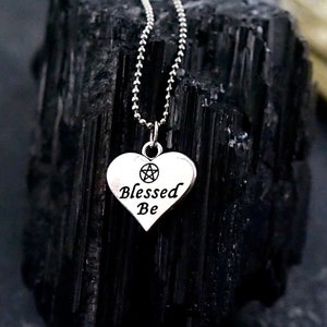 Blessed Be necklace, Witch jewelry, Pentagram pendant, Gift for Wiccan, Pagan symbols, Gift for wife, Witchcraft accessory, Custom necklace image 1