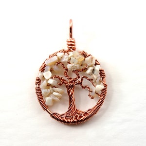 Opal tree-of-life pendant October birthstone necklace Wire wrapped tree-of-life Copper jewelry Women's amulet Healing gemstones image 1