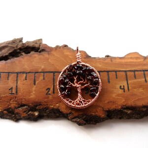 January birthstone necklace Garnet tree-of-life Men's jewelry Christmas gift Gemstone pendant Wire wrapped healing crystals image 4