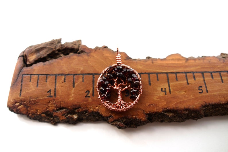 January birthstone necklace Garnet tree-of-life Men's jewelry Christmas gift Gemstone pendant Wire wrapped healing crystals image 4