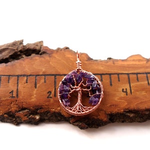 Amethyst tree-of-life pendant February birthstone necklace Christmas gift for mother Family tree jewelry Healing gemstones image 4