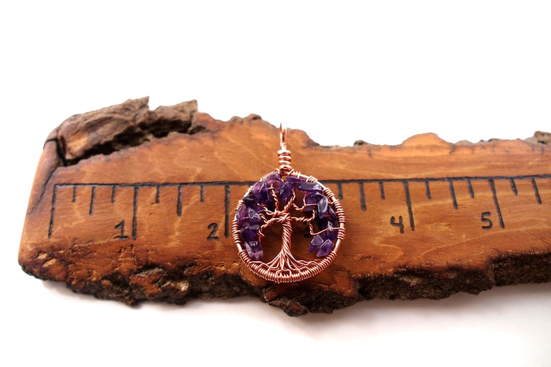 Amethyst tree-of-life pendant February birthstone necklace Christmas gift for mother Family tree jewelry Healing gemstones image 4