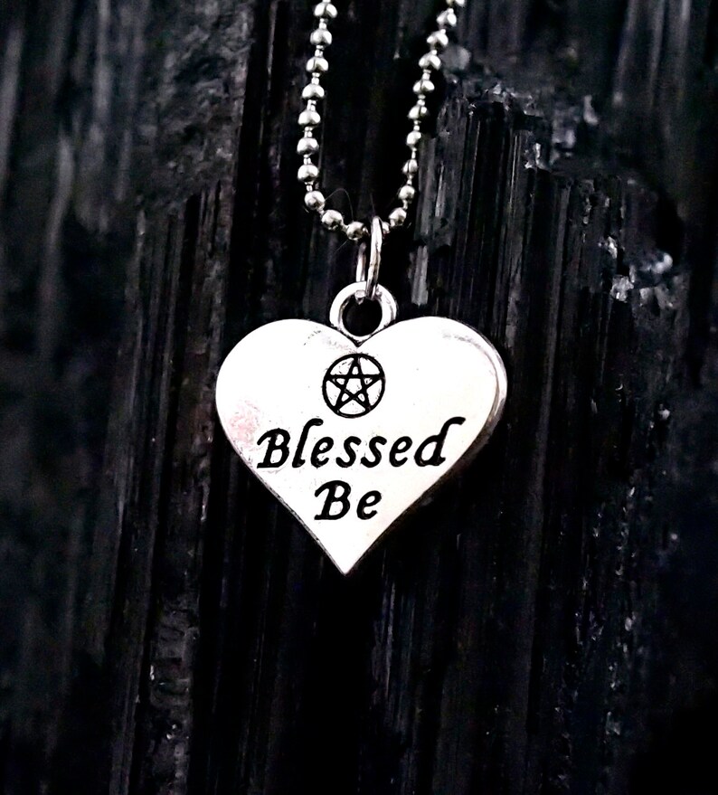 Blessed Be necklace, Witch jewelry, Pentagram pendant, Gift for Wiccan, Pagan symbols, Gift for wife, Witchcraft accessory, Custom necklace image 3