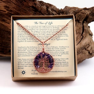 Amethyst tree-of-life pendant February birthstone necklace Christmas gift for mother Family tree jewelry Healing gemstones image 5