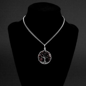 January birthstone necklace Garnet tree-of-life Men's jewelry Christmas gift Gemstone pendant Wire wrapped healing crystals image 6