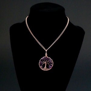 Amethyst tree-of-life pendant February birthstone necklace Christmas gift for mother Family tree jewelry Healing gemstones image 3