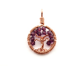 Amethyst crystal jewelry, February birthstone necklace, Tree-of-life pendant, Wire wrapped tree-of-life, Yggdrasil tree, Celtic jewelry