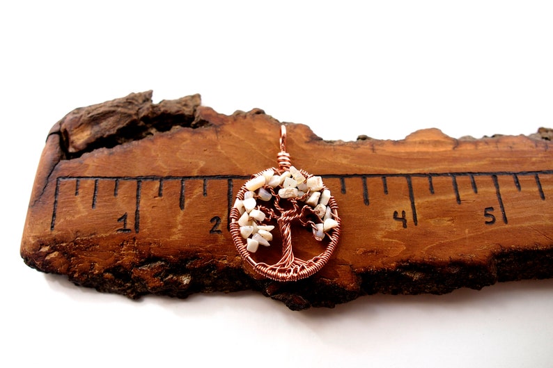 Opal tree-of-life pendant October birthstone necklace Wire wrapped tree-of-life Copper jewelry Women's amulet Healing gemstones image 4