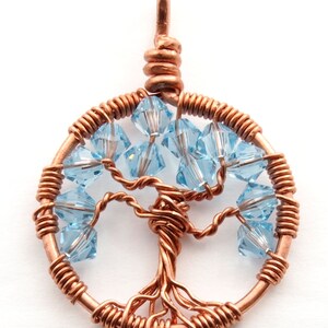 March birthstone, Wire wrapped tree-of-life, Crystal pendant, Aquamarine necklace, Tree-of-life pendant, Yggdrasil, Sacred tree jewelry image 6