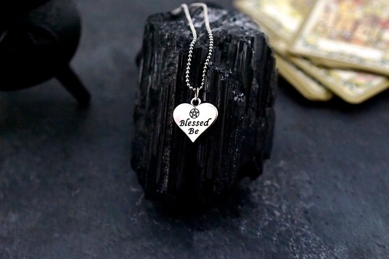 Blessed Be necklace, Witch jewelry, Pentagram pendant, Gift for Wiccan, Pagan symbols, Gift for wife, Witchcraft accessory, Custom necklace image 1