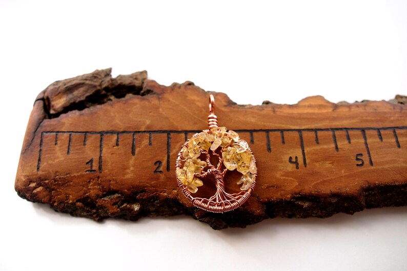 November birthstone necklace Yggdrasil jewelry Citrine tree-of-life Celtic tree pendant Wire wrapped tree-of-life Gemstone jewelry image 4