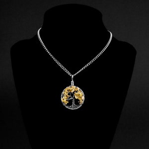 November birthstone necklace Yggdrasil jewelry Citrine tree-of-life Celtic tree pendant Wire wrapped tree-of-life Gemstone jewelry image 6