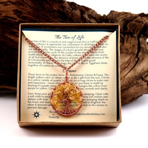 November birthstone necklace Yggdrasil jewelry Citrine tree-of-life Celtic tree pendant Wire wrapped tree-of-life Gemstone jewelry image 5