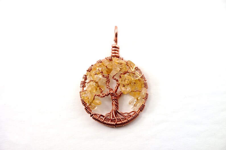 November birthstone necklace Yggdrasil jewelry Citrine tree-of-life Celtic tree pendant Wire wrapped tree-of-life Gemstone jewelry image 1