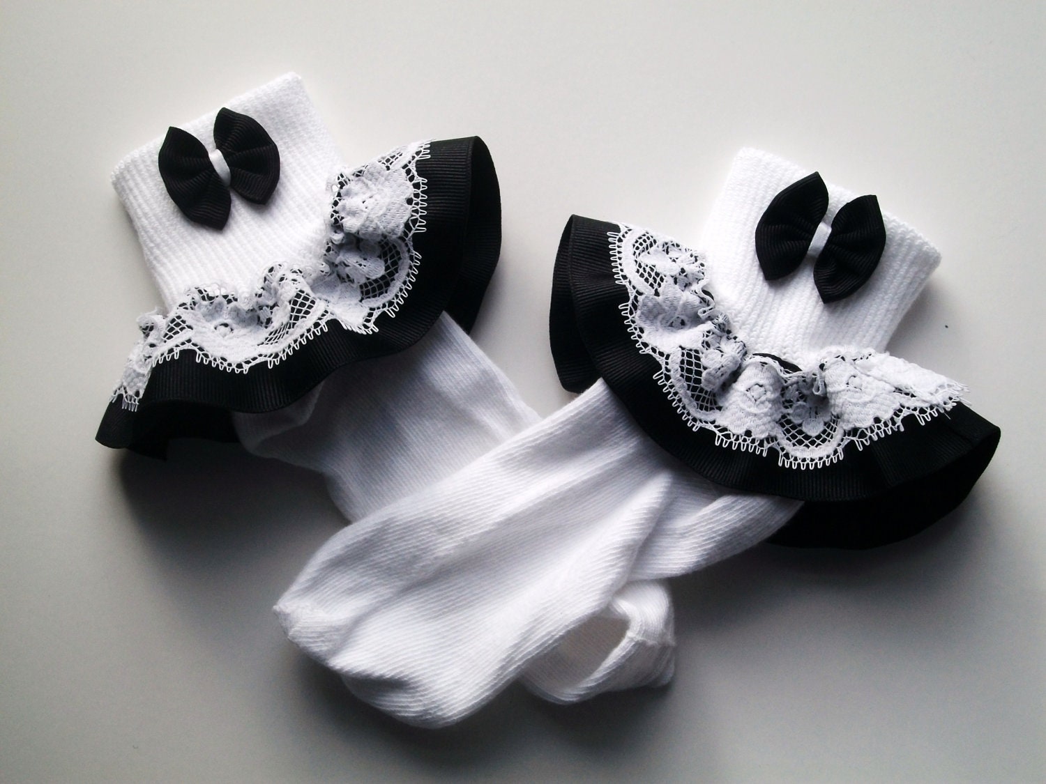 Girls Black and White Lace Ruffle Socks,toddler Ruffle, Baby Socks