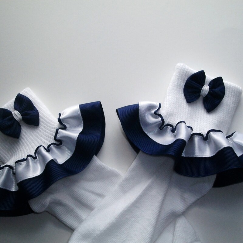 Navy Blue Ruffle Socks - Etsy