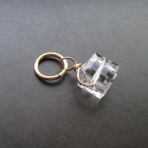 Clear Swarovski Crystal Cube Wire Wrapped Bead Charm Pendant