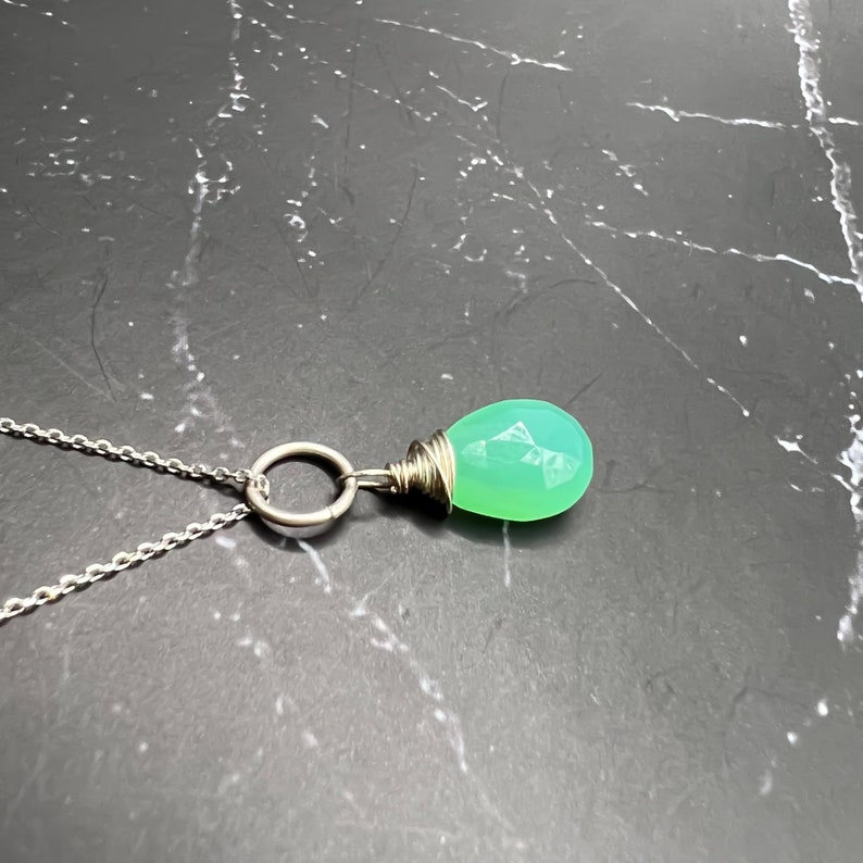 Faceted Chrysoprase Wire Wrapped Gemstone Pendant image 2