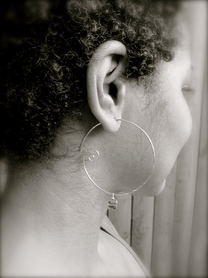 Rose Gold Free Drops Gold Filled X-LARGE SWIRL HOOPS Hammered Interchangeable Earrings for charms Sterling Silver