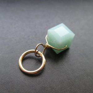 Mint Alabaster Swarovski Crystal Cube Wire Wrapped Bead Charm Pendant