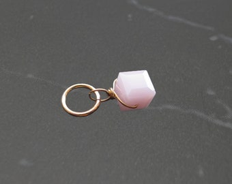 Rose Alabaster Swarovski Crystal Cube Wire Wrapped Bead Charm Pendant