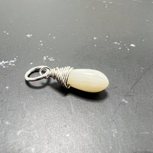 White Coral Smooth Teardrop Wire Wrapped Gemstone Pendant