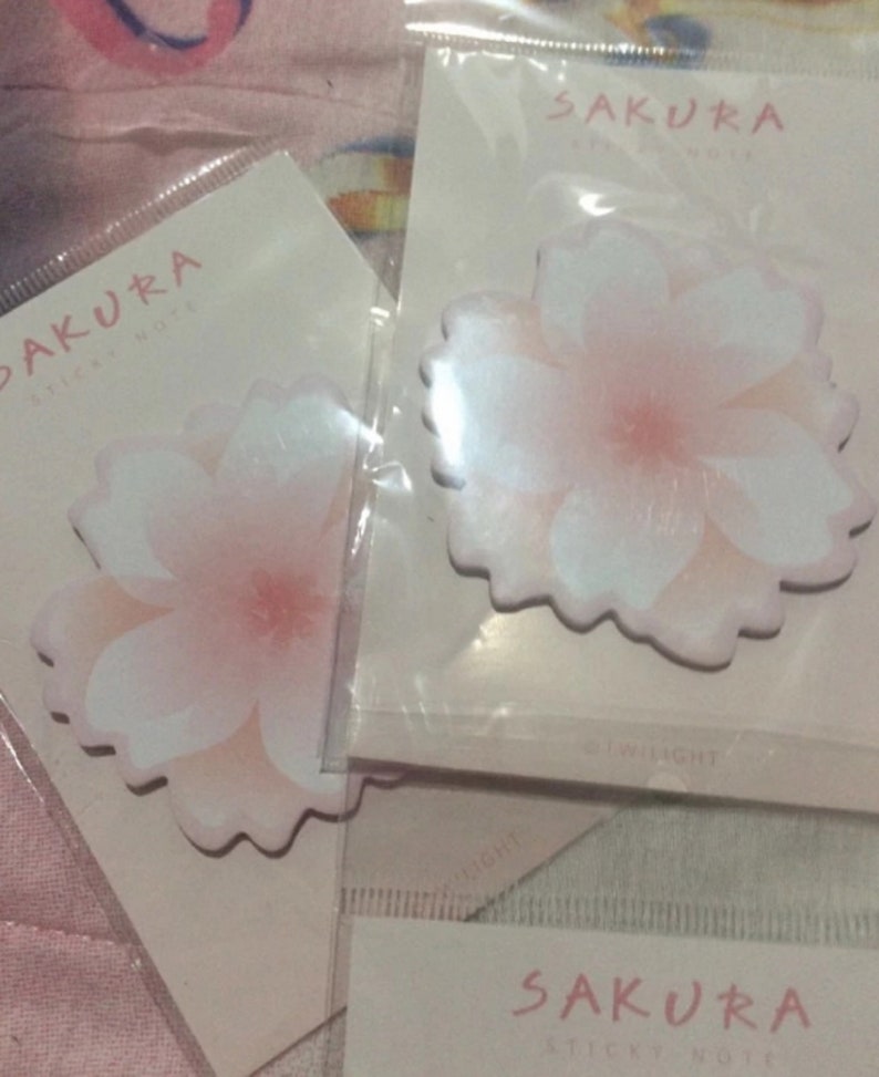 6xLot ADHESIVE NOTEPAD SET Cherry Blossom Print Sakura Bloom Mini Sticky Notes Cute Adhesive Paper Memo Pad Kawaii Note Pads Party Stickers