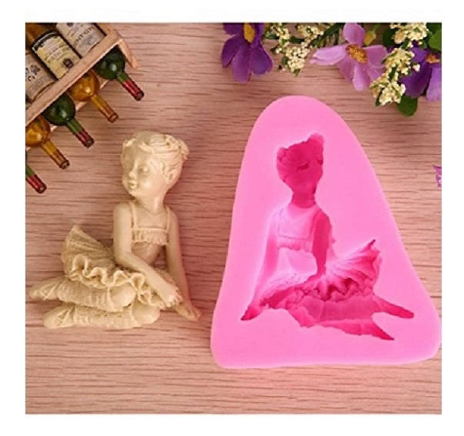 ballerina silicone mold girl cake topper ballet tutu skirt chocolate ornaments party decor baby shower favors cupcake toppers ar