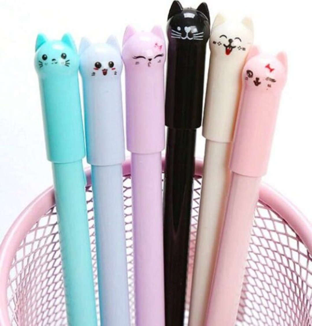 Wagging Cat Gel Pens 6 Pc Set Cute Cat Pens Funny Cat Pens 