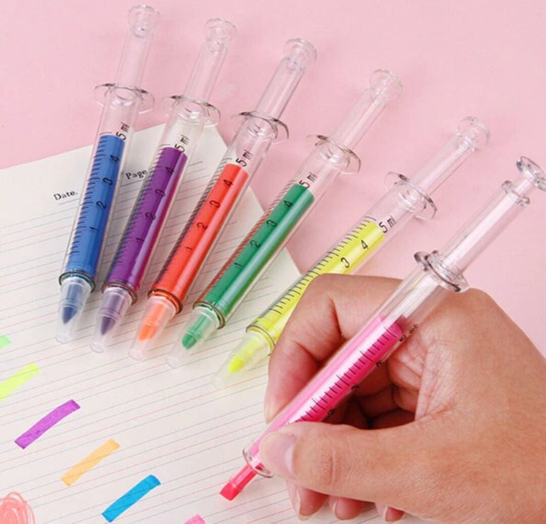 6 Pc/lot SYRINGE PEN MARKERS Cute Syringes Kawaii Highlighters Etsy