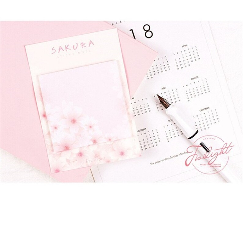 6xLot ADHESIVE NOTEPAD SET Cherry Blossom Print Sakura Bloom Mini Sticky Notes Cute Adhesive Paper Memo Pad Kawaii Note Pads Party Stickers