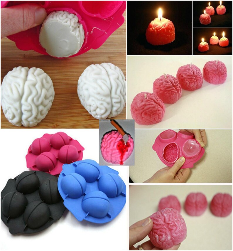 BRAIN Anatomy Silicone MOLD Tray Anatomical Zombie Brains Candle Soap Fondant Food Candy Cake Pops Party Favors Jewelry Cupcake Toppers Art