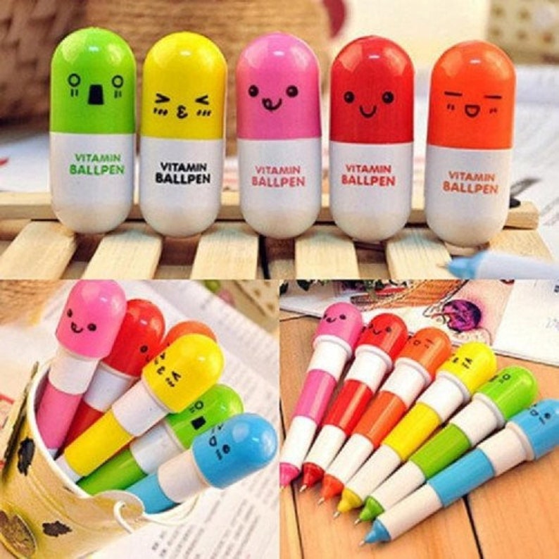 6pcs PILL Shape PEN SET Funny Ballpoint Capsule People Pills Etsy