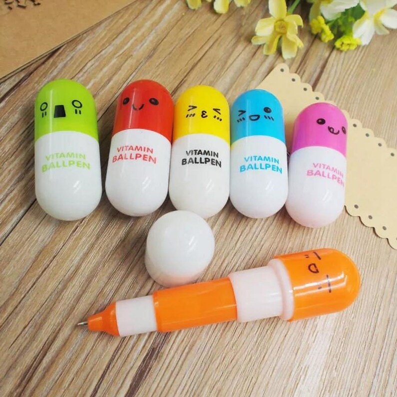 6pcs PILL Shape PEN SET Funny Ballpoint Capsule People Pills Etsy