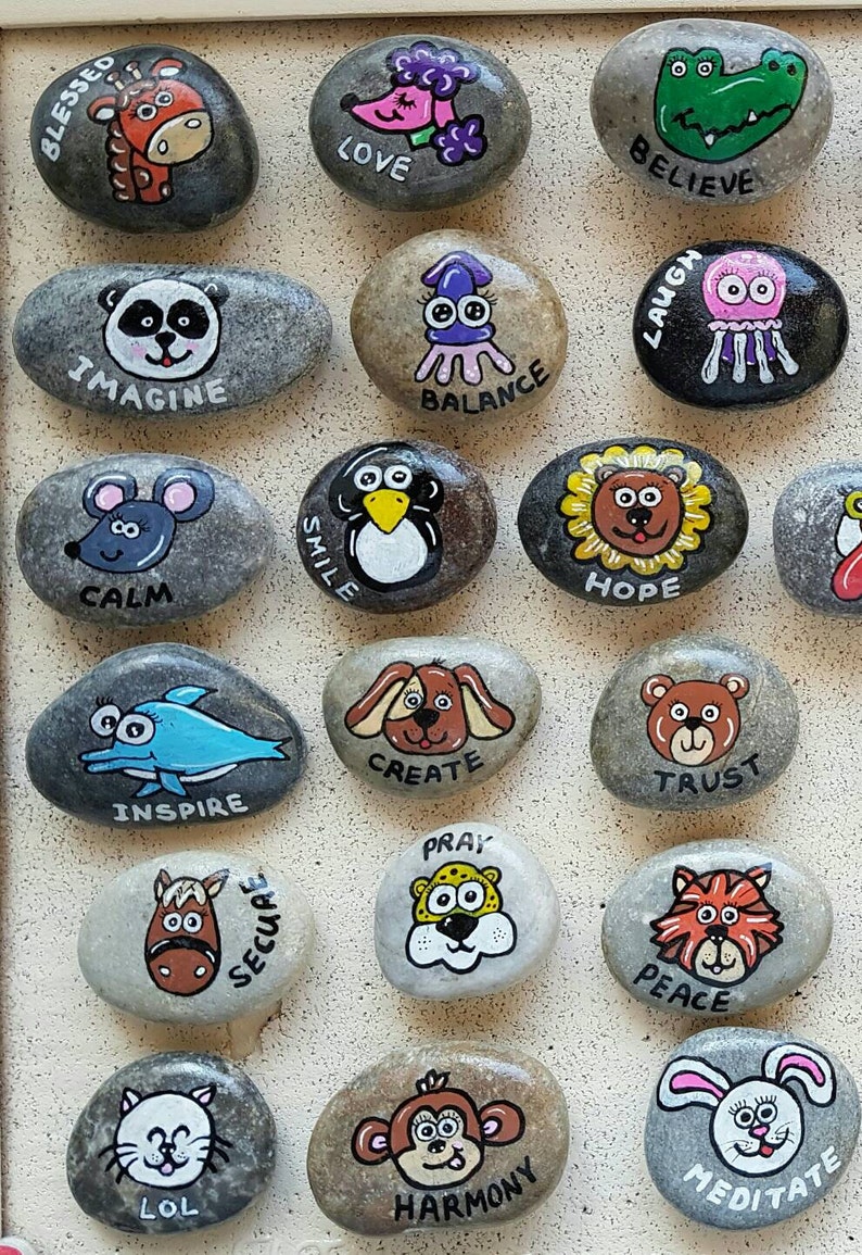 Animal Painted Rocks Painted Rocks Wedding Favors Painted Etsy